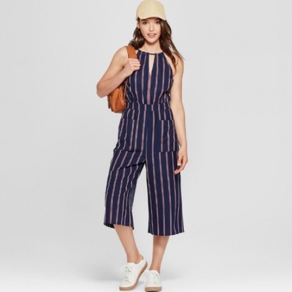 Universal Threads Stripe Jumpsuit Navy